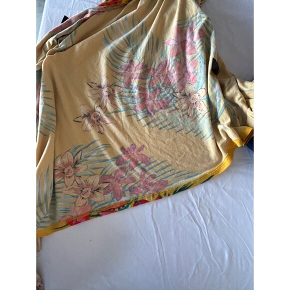 Yellow Floral Hawaiian Kimono Cardigan Shawl 2X COLORFUL YELLOW & GREEN TROPICAL - Picture 9 of 10